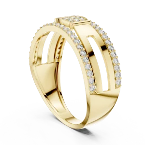 Geometric Silhouette Round Brilliant Pavé-Set Statement Band - Image 3