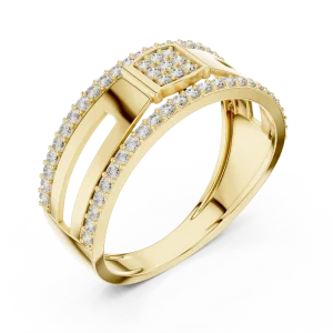 Geometric Silhouette Round Brilliant Pavé-Set Statement Band