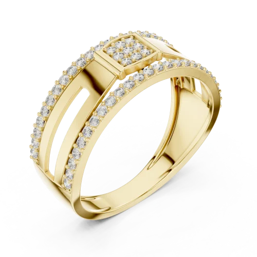 Geometric Silhouette Round Brilliant Pavé-Set Statement Band