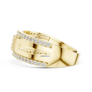 Geometric Silhouette Round Brilliant Pavé-Set Statement Band - Image 4