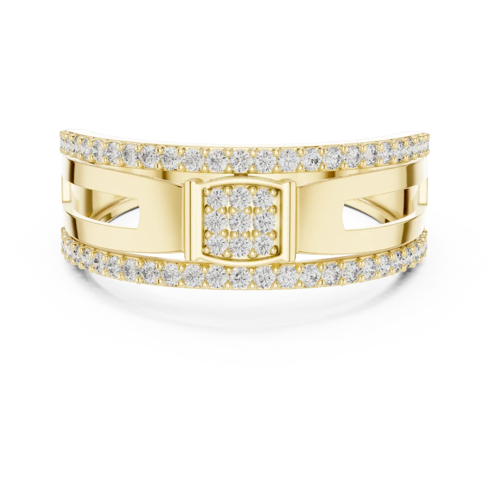 Geometric Silhouette Round Brilliant Pavé-Set Statement Band - Image 2