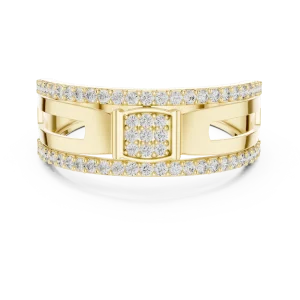 Geometric Silhouette Round Brilliant Pavé-Set Statement Band - Image 2