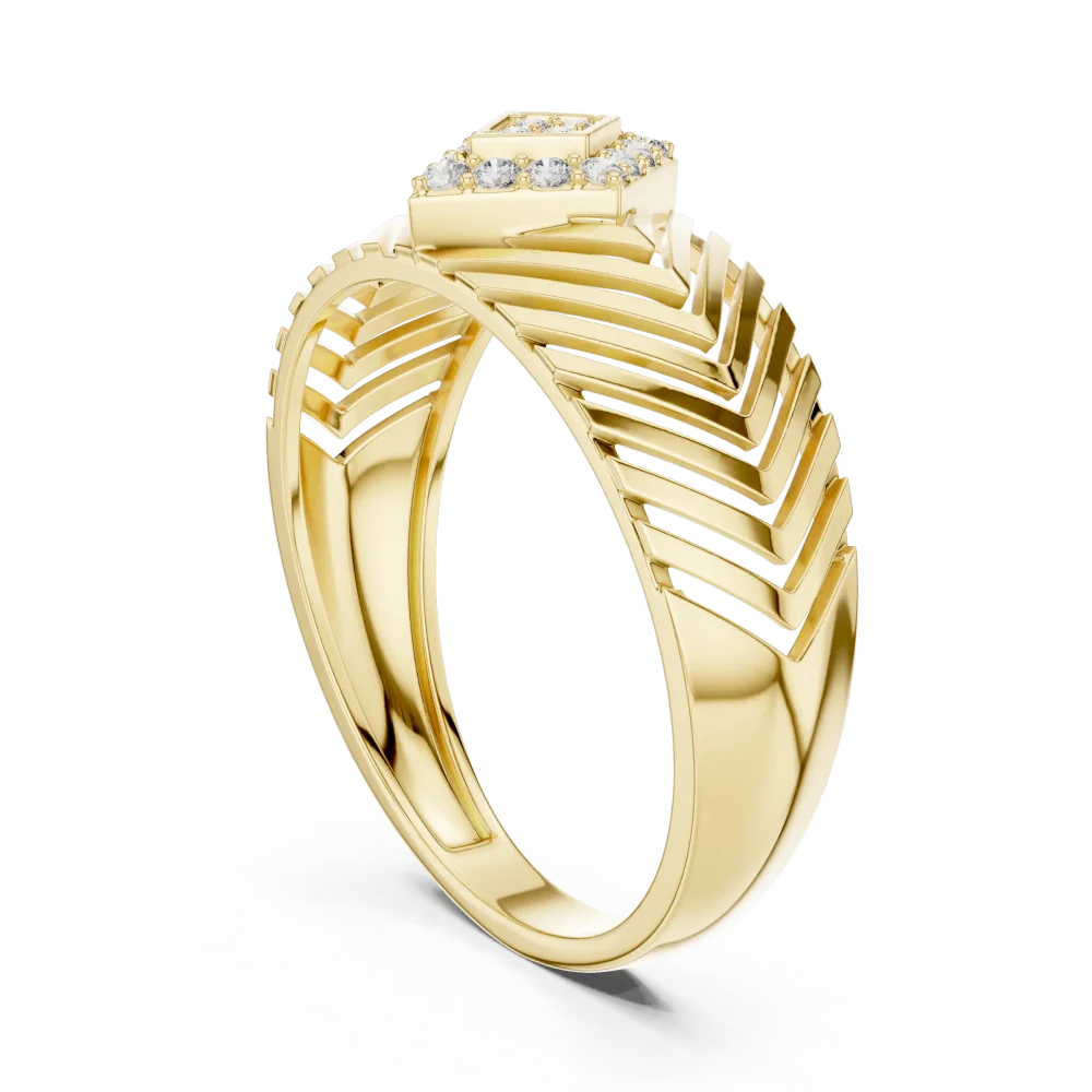 Geometric Chevron Pavé Round Brilliant Diamond Band - Image 3