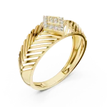 Geometric Chevron Pavé Round Brilliant Diamond Band