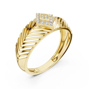 Geometric Chevron Pavé Round Brilliant Diamond Band