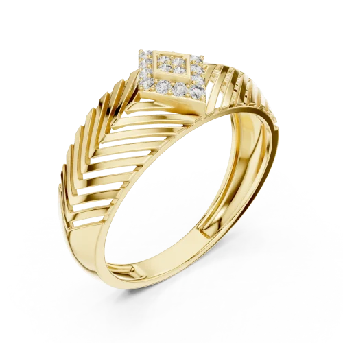 Geometric Chevron Pavé Round Brilliant Diamond Band