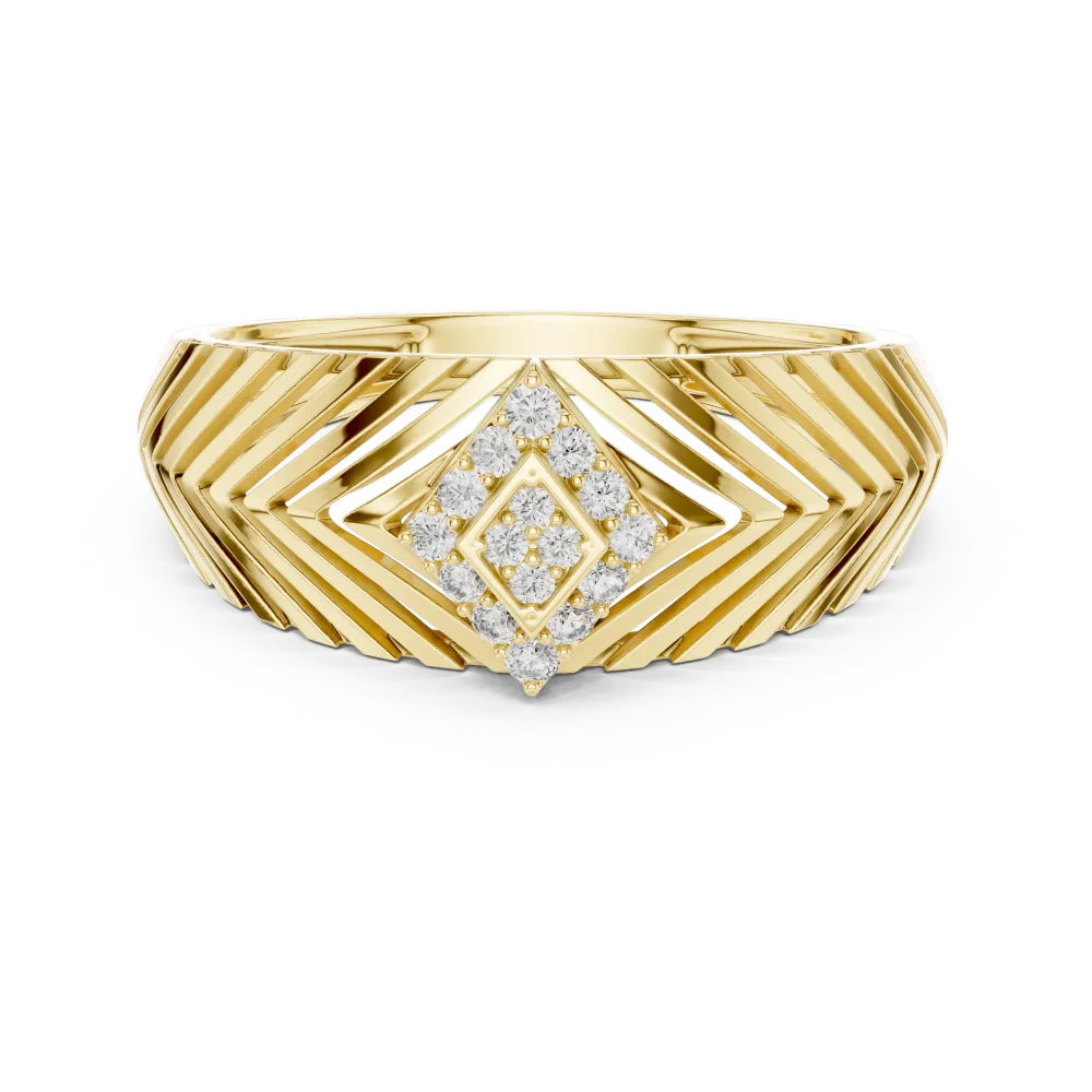 Geometric Chevron Pavé Round Brilliant Diamond Band - Image 2