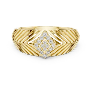 Geometric Chevron Pavé Round Brilliant Diamond Band - Image 2