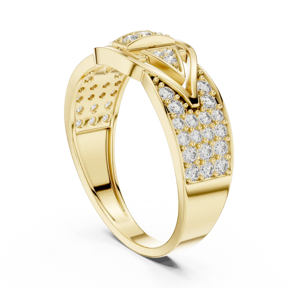 Geometric Symmetry Pavé-Set Round Cut Statement Ring - Image 3