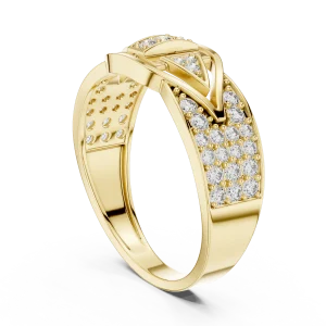 Geometric Symmetry Pavé-Set Round Cut Statement Ring - Image 3