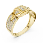 Geometric Symmetry Pavé-Set Round Cut Statement Ring