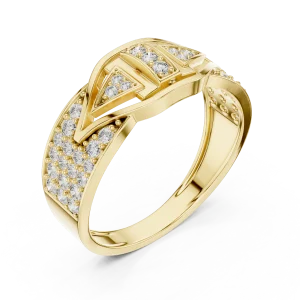Geometric Symmetry Pavé-Set Round Cut Statement Ring