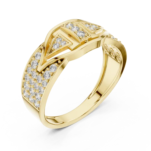 Geometric Symmetry Pavé-Set Round Cut Statement Ring