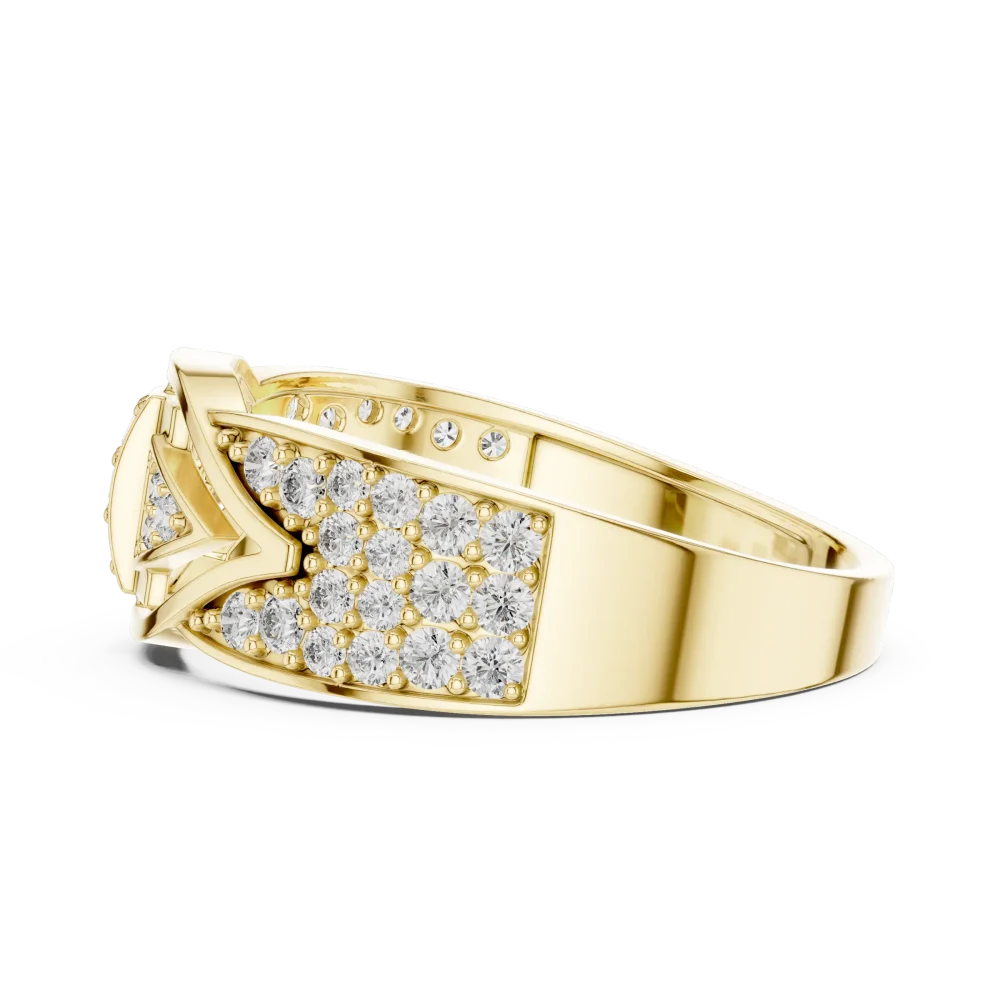 Geometric Symmetry Pavé-Set Round Cut Statement Ring - Image 4