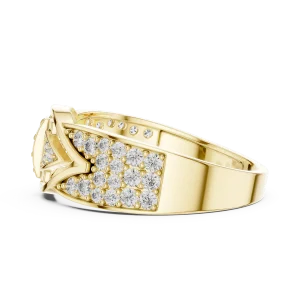 Geometric Symmetry Pavé-Set Round Cut Statement Ring - Image 4