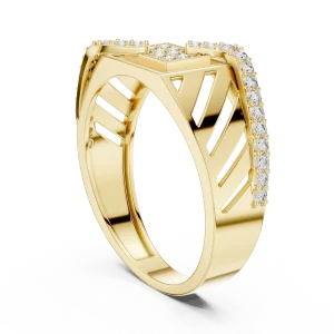 Architectural Round Brilliant Pavé-Set Geometric Statement Ring - Image 3