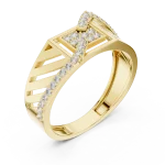 Architectural Round Brilliant Pavé-Set Geometric Statement Ring