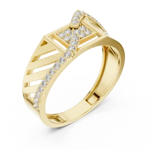 Architectural Round Brilliant Pavé-Set Geometric Statement Ring