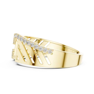 Architectural Round Brilliant Pavé-Set Geometric Statement Ring - Image 4