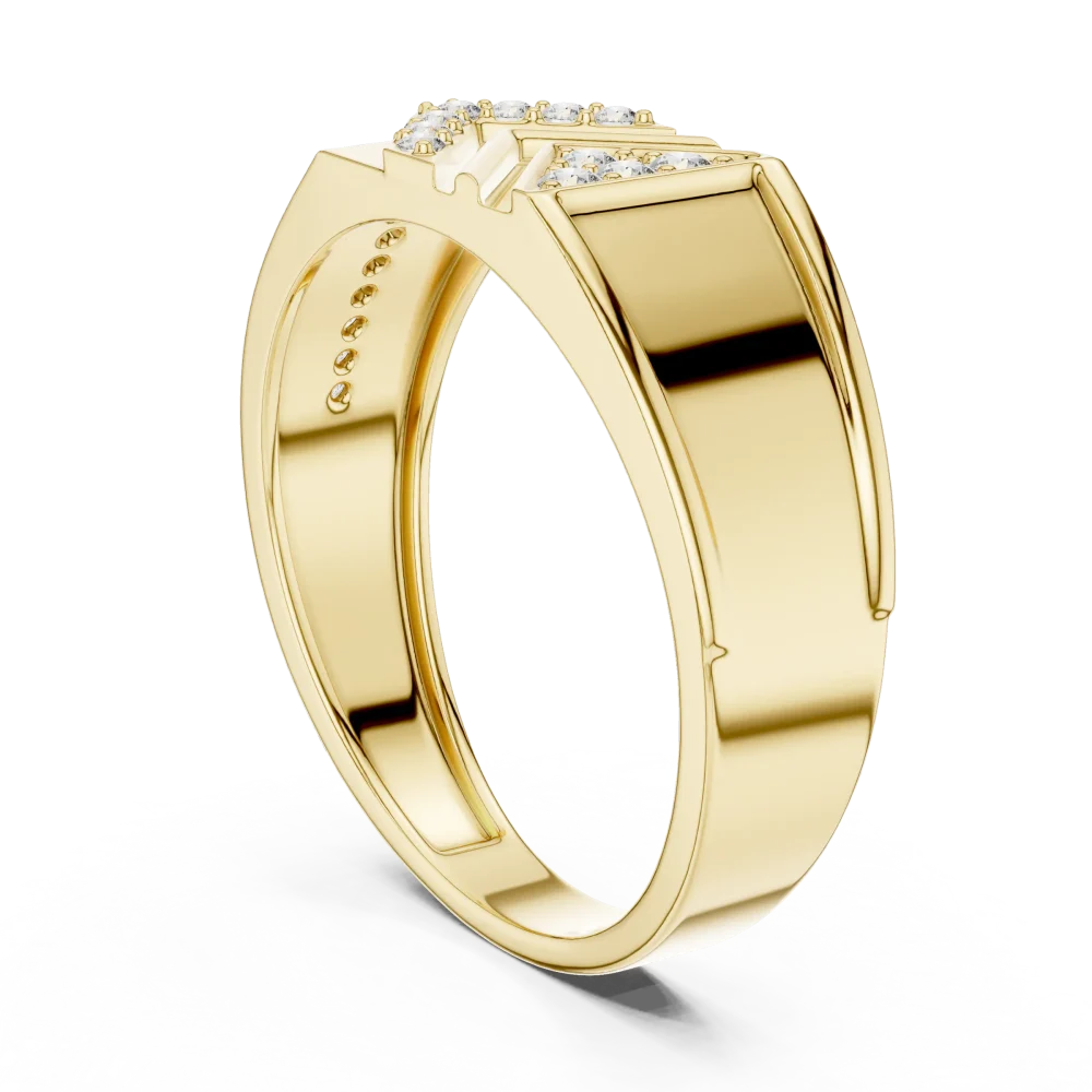 Symmetry Chevron Pavé-Set Round Brilliant Men's Band - Image 3