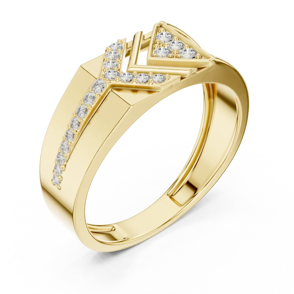 Discover the bold elegance of our architectural chevron band, featuring brilliant-cut DIAMEUR lab-grown diamonds. Redefine your style today.
