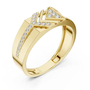 Symmetry Chevron Pavé-Set Round Brilliant Men's Band