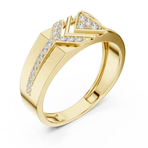Symmetry Chevron Pavé-Set Round Brilliant Men's Band