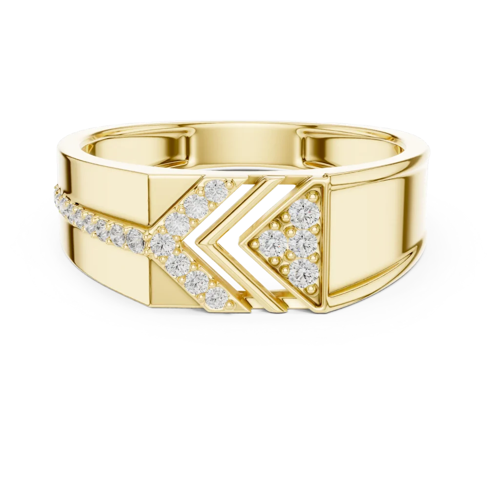 Symmetry Chevron Pavé-Set Round Brilliant Men's Band - Image 2