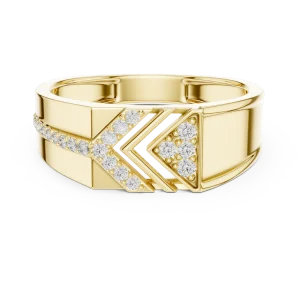 Symmetry Chevron Pavé-Set Round Brilliant Men's Band - Image 2