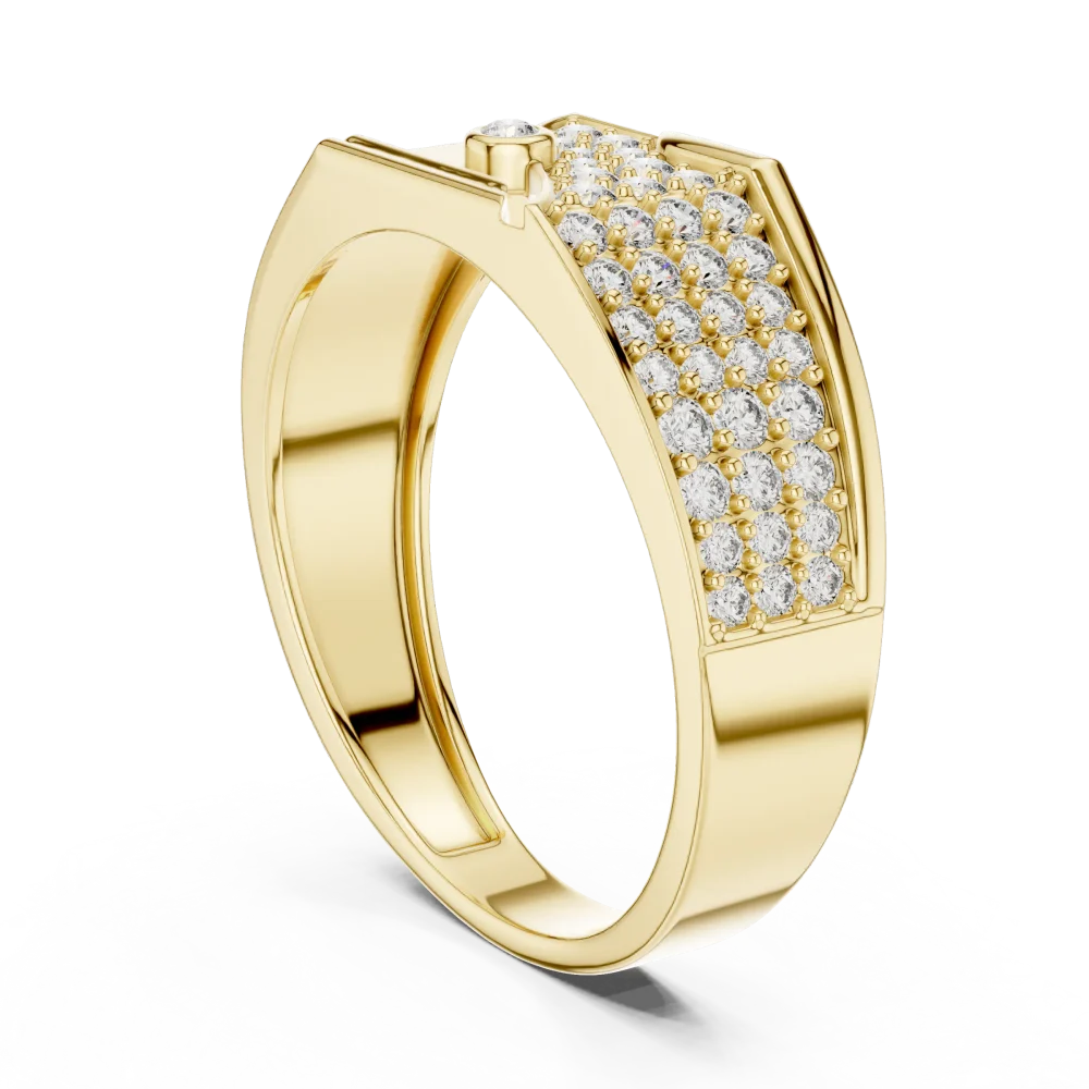 Architectural Round Pavé-Set Geometric Statement Men Ring - Image 3