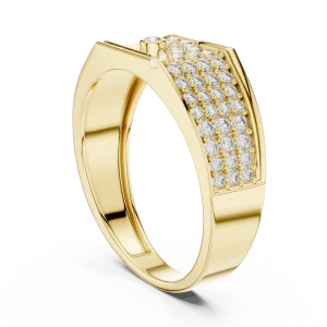 Architectural Round Pavé-Set Geometric Statement Men Ring - Image 3