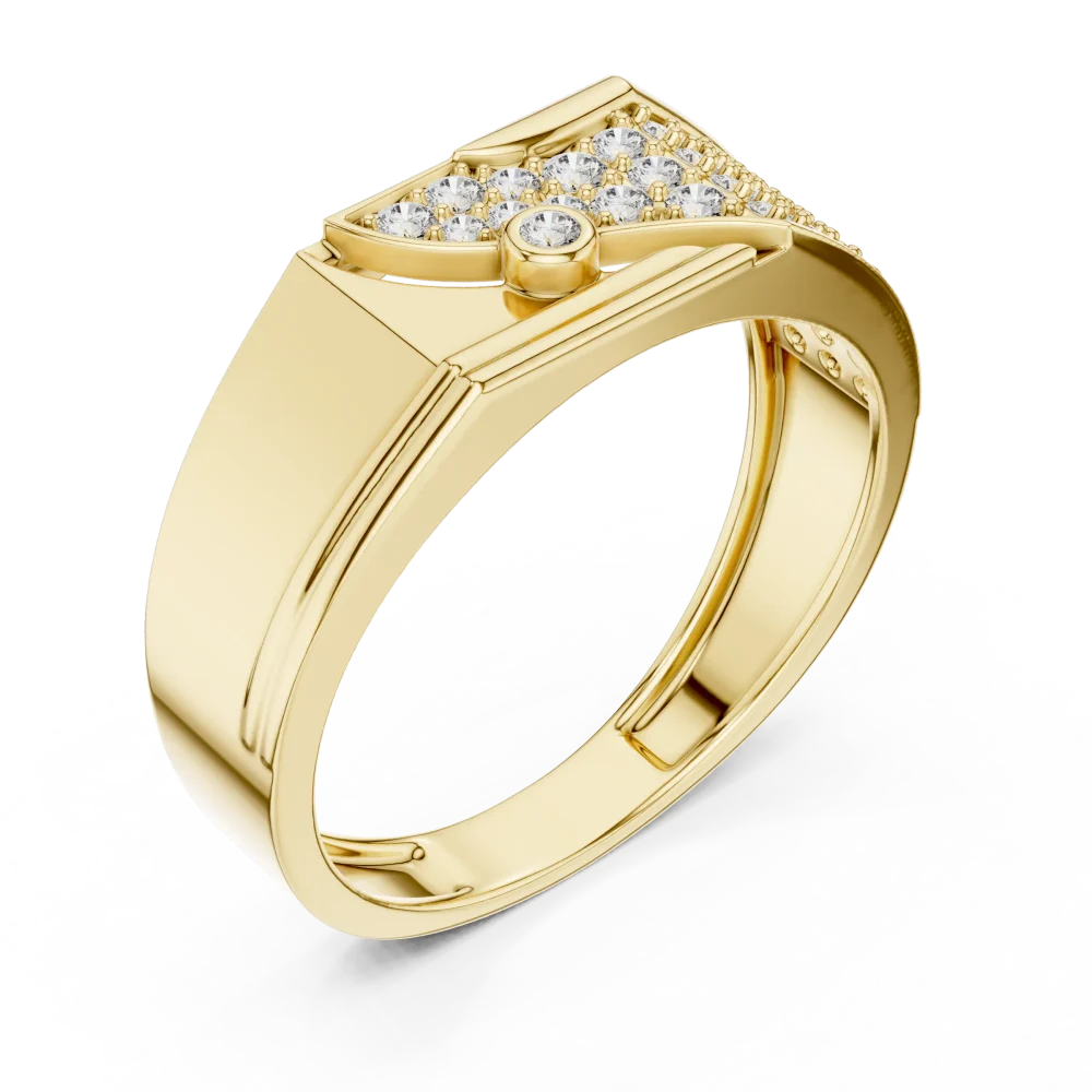 Discover the bold elegance of this geometric men ring, featuring brilliant DIAMEUR diamonds set in a modern architectural design. Shop luxury today.