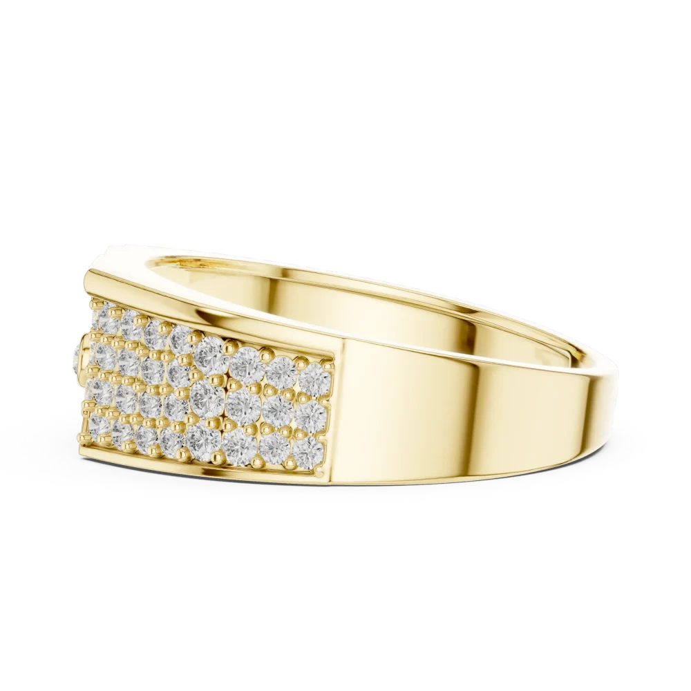 Architectural Round Pavé-Set Geometric Statement Men Ring - Image 4