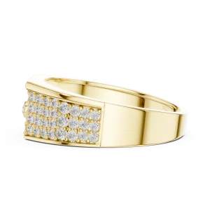 Architectural Round Pavé-Set Geometric Statement Men Ring - Image 4