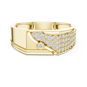 Architectural Round Pavé-Set Geometric Statement Men Ring - Image 2