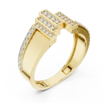 Architectural Round Cut Geometric Linear Pavé Band