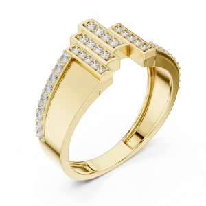 Architectural Round Cut Geometric Linear Pavé Band