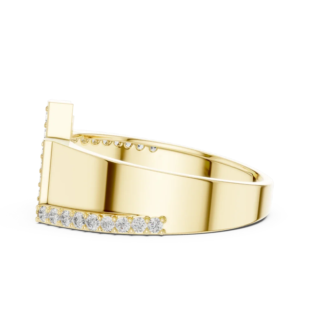 Architectural Round Cut Geometric Linear Pavé Band - Image 4