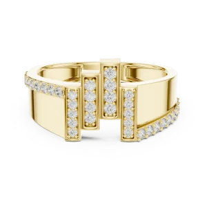 Architectural Round Cut Geometric Linear Pavé Band - Image 2