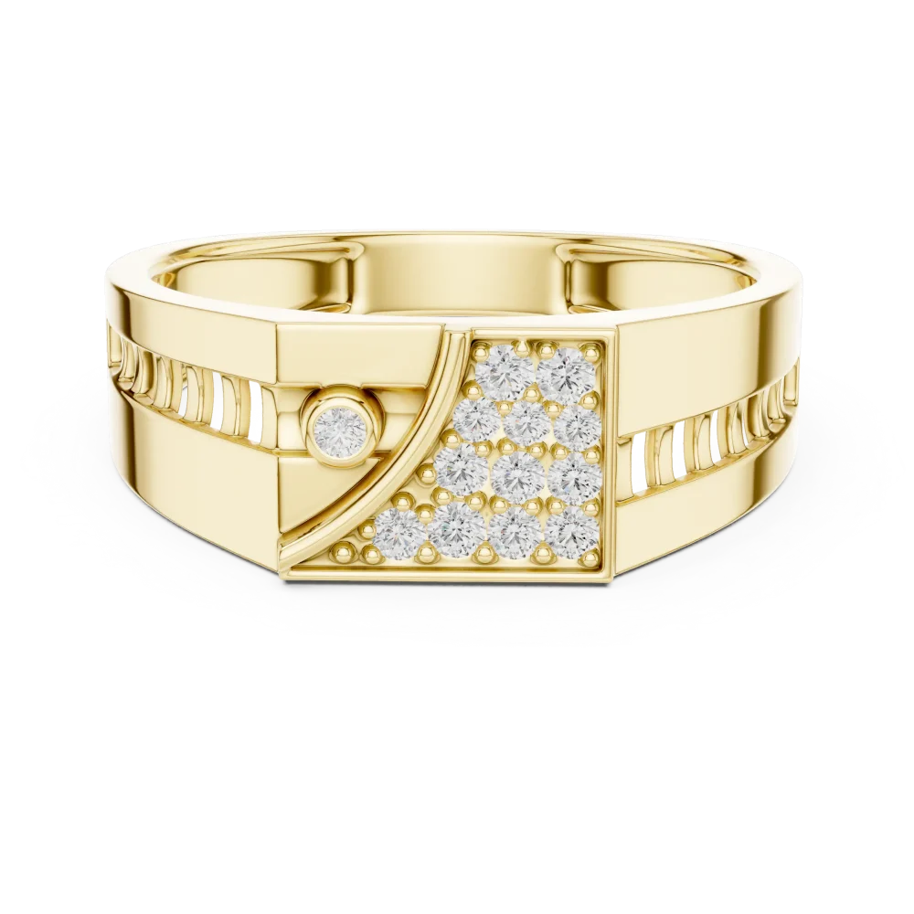 Geometric Symmetry Pavé-Set Diamond Men's Band - Image 2