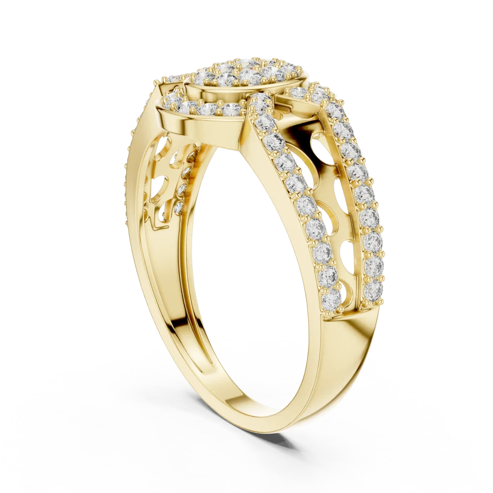 Luminary Round Pavé-Set Architectural Cocktail Ring - Image 3