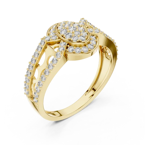 Luminary Round Pavé-Set Architectural Cocktail Ring