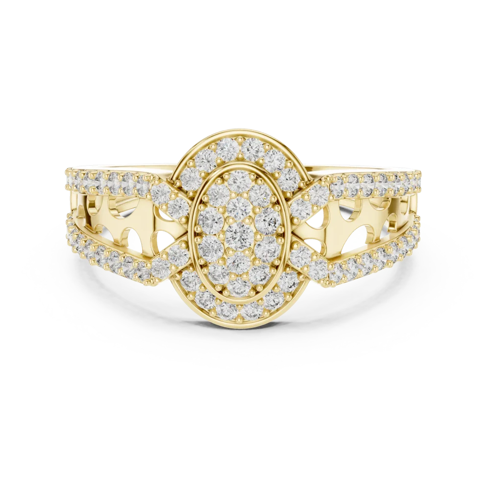 Luminary Round Pavé-Set Architectural Cocktail Ring - Image 2
