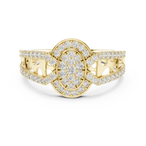 Luminary Round Pavé-Set Architectural Cocktail Ring - Image 2