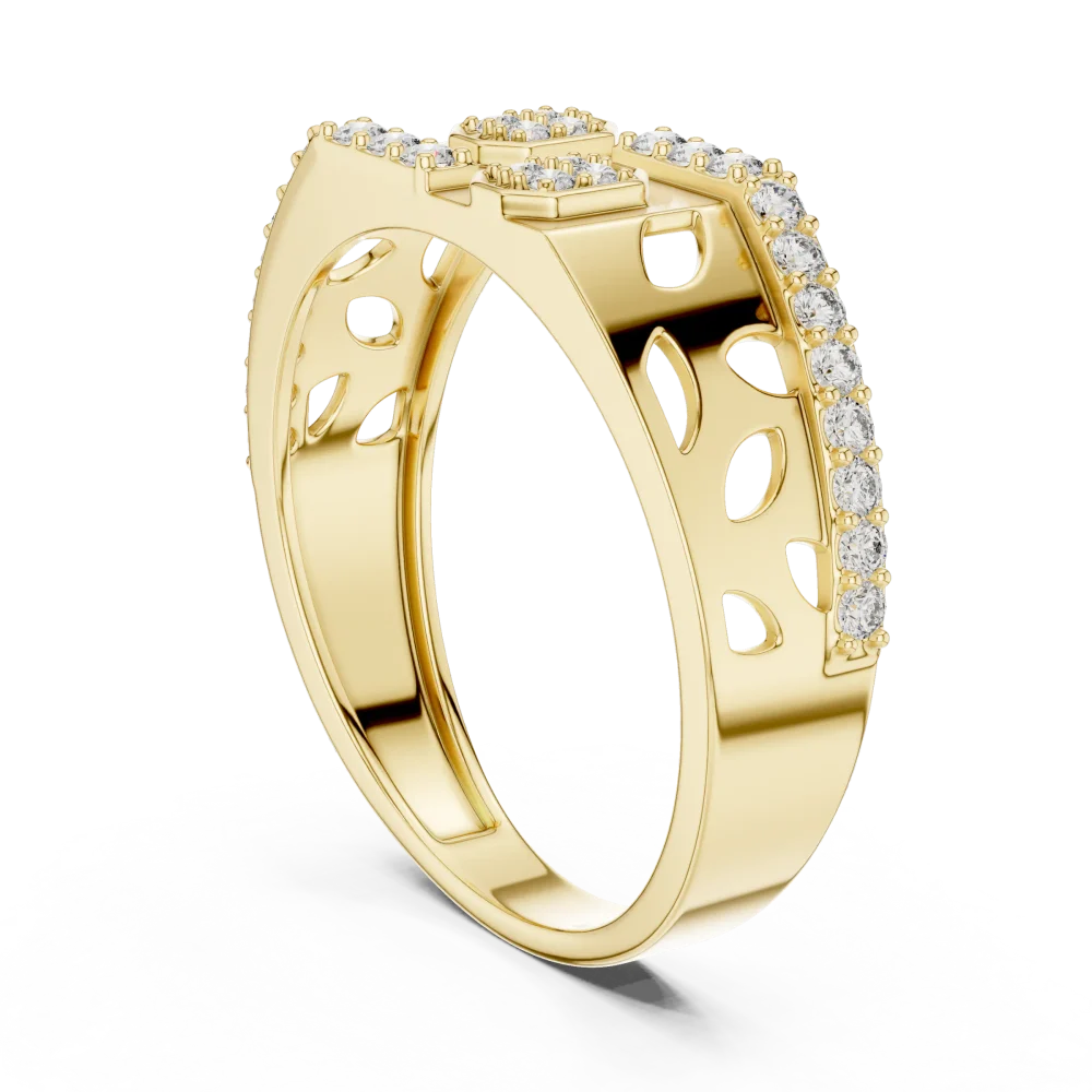 Geometric Hexagon Pavé-Set Round Brilliant Statement Band - Image 3