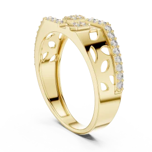 Geometric Hexagon Pavé-Set Round Brilliant Statement Band - Image 3