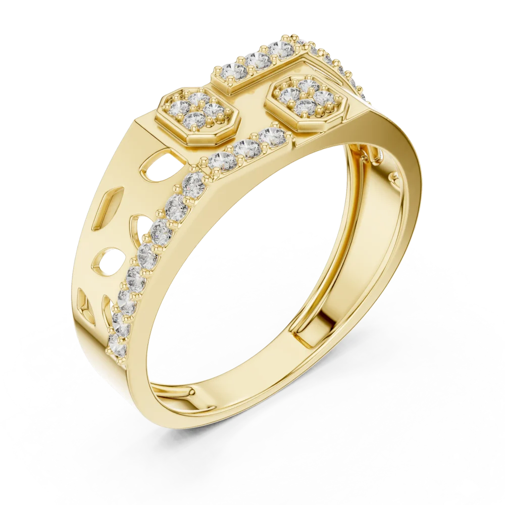 Discover the elegance of our geometric DIAMEUR diamond statement band. Expertly handcrafted for brilliant scintillation, add this modern icon to your collection.