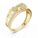 Geometric Hexagon Pavé-Set Round Brilliant Statement Band