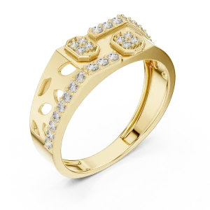 Geometric Hexagon Pavé-Set Round Brilliant Statement Band