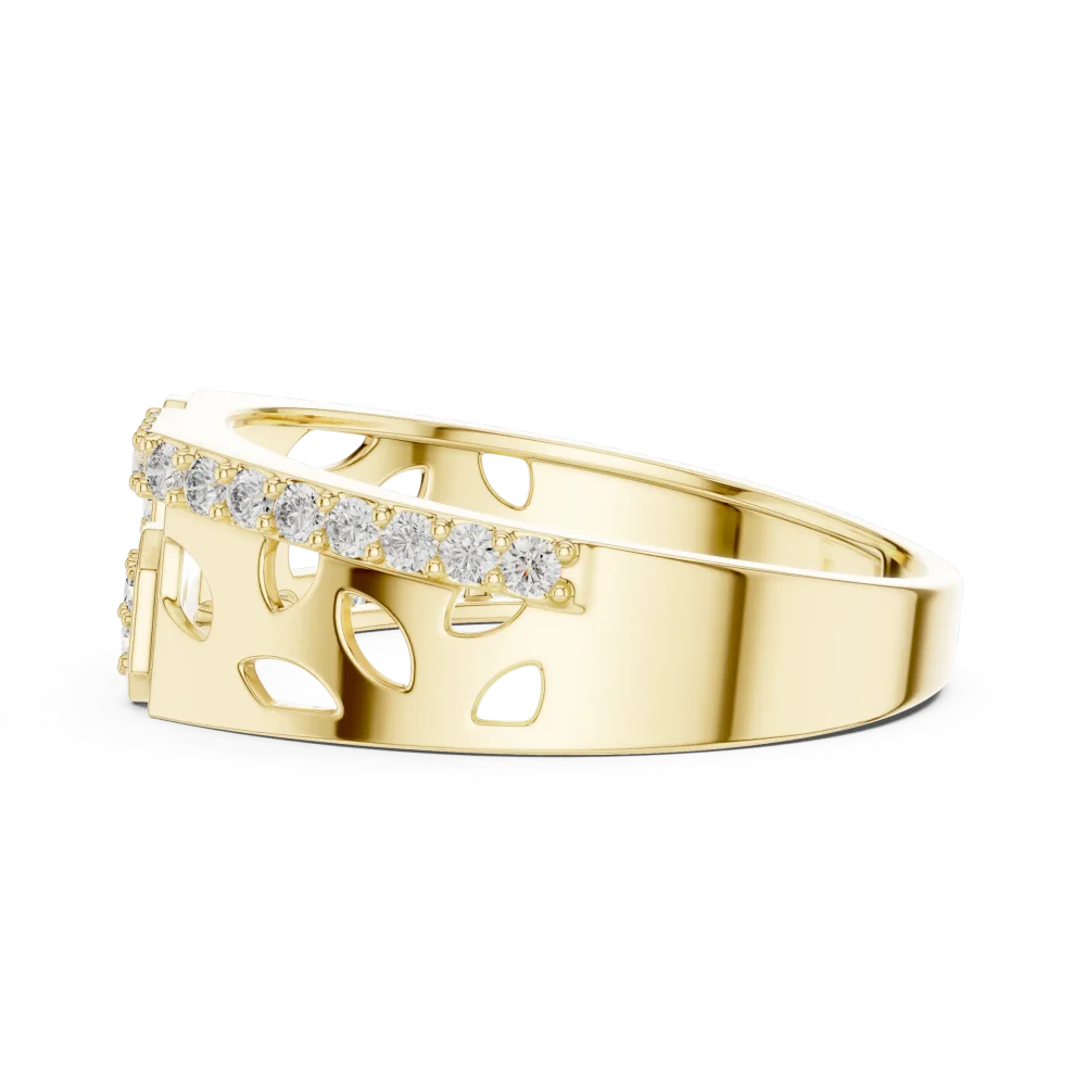 Geometric Hexagon Pavé-Set Round Brilliant Statement Band - Image 4